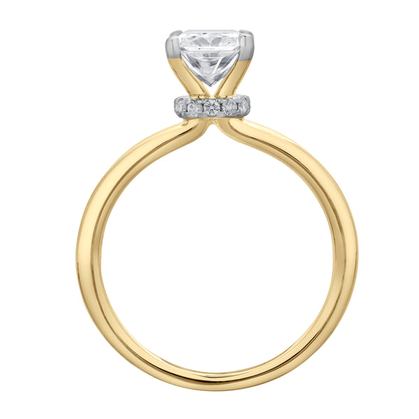 LuvMyJewelry Tia 14K Yellow Gold Radiant Lab Grown Diamond Hidden Halo Ring - 2.1 Ct