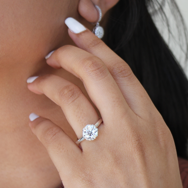 LuvMyJewelry Tiarae 14K White Gold Round Cut Lab Grown Diamond Cathedral Ring - 2 Ct