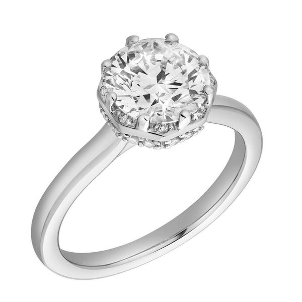 LuvMyJewelry Tiarae 14K White Gold Round Cut Lab Grown Diamond Cathedral Ring - 2 Ct