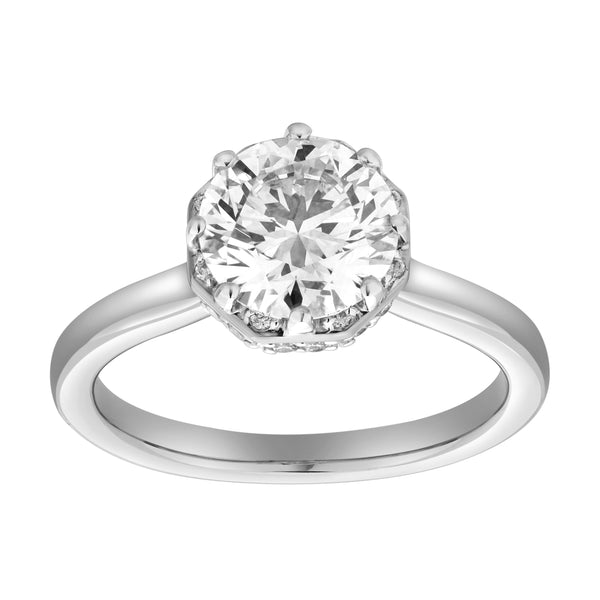 LuvMyJewelry Tiarae 14K White Gold Round Cut Lab Grown Diamond Cathedral Ring - 2 ct