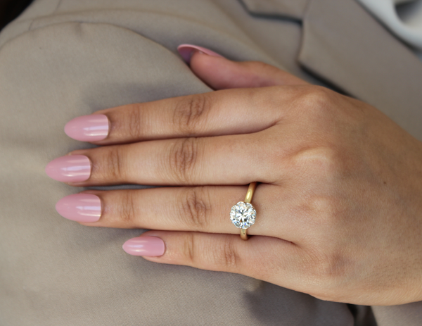 LuvMyJewelry Tiarae 14K Yellow Gold Round Cut Lab Grown Diamond Cathedral Ring - 2 Ct