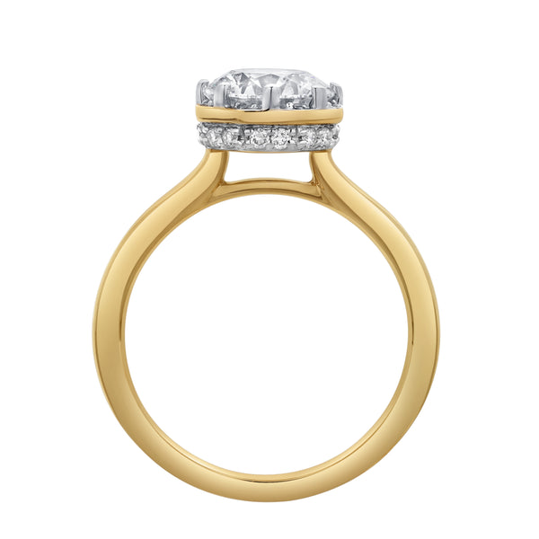 LuvMyJewelry Tiarae 14K Yellow Gold Round Cut Lab Grown Diamond Cathedral Ring - 2 Ct
