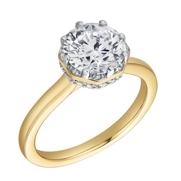 LuvMyJewelry Tiarae 14K Yellow Gold Round Cut Lab Grown Diamond Cathedral Ring - 2 Ct