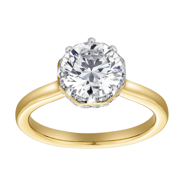 LuvMyJewelry Tiarae 14K Yellow Gold Round Cut Lab Grown Diamond Cathedral Ring - 2 ct