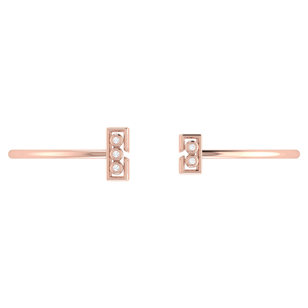 LuvMyJewelry Traffic Light Adjustable Diamond Cuff In 14K Rose Gold Vermeil On Sterling Silver