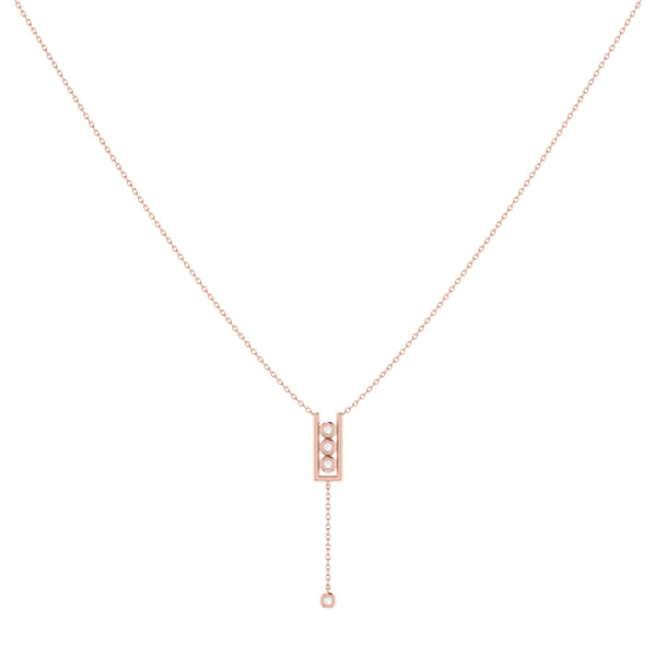 LuvMyJewelry Traffic Light Bolo Adjustable Diamond Lariat Necklace In 14K Rose Gold Vermeil On Sterling Silver