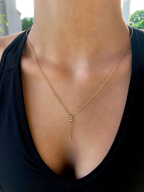 LuvMyJewelry Traffic Light Bolo Adjustable Diamond Lariat Necklace In 14K Yellow Gold Vermeil On Sterling Silver