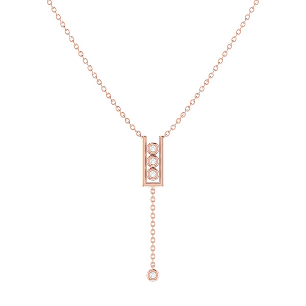 LuvMyJewelry Traffic Light Bolo Adjustable Diamond Lariat Necklace in 14K Rose Gold Vermeil on Sterling Silver