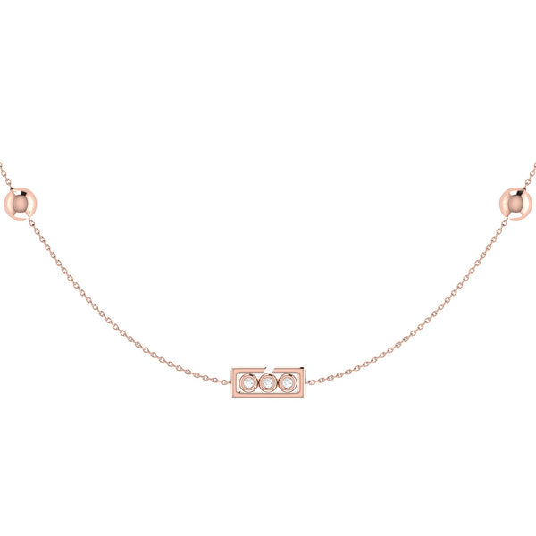 LuvMyJewelry Traffic Light Layered Diamond Necklace in 14K Rose Gold Vermeil on Sterling Silver