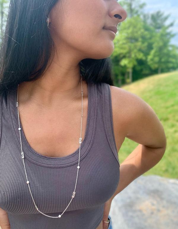 LuvMyJewelry Traffic Light Layered Diamond Necklace In Sterling Silver