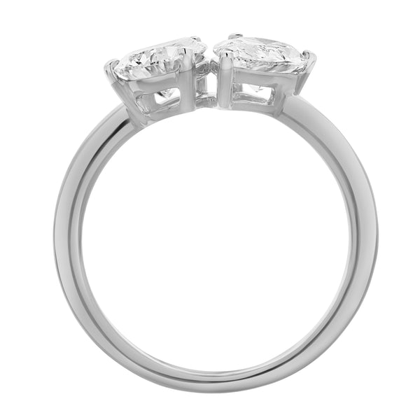 LuvMyJewelry Twin Flames 14K White Gold Pear Cut Lab Grown Diamond Toi Et Moi Ring - 2 Ct