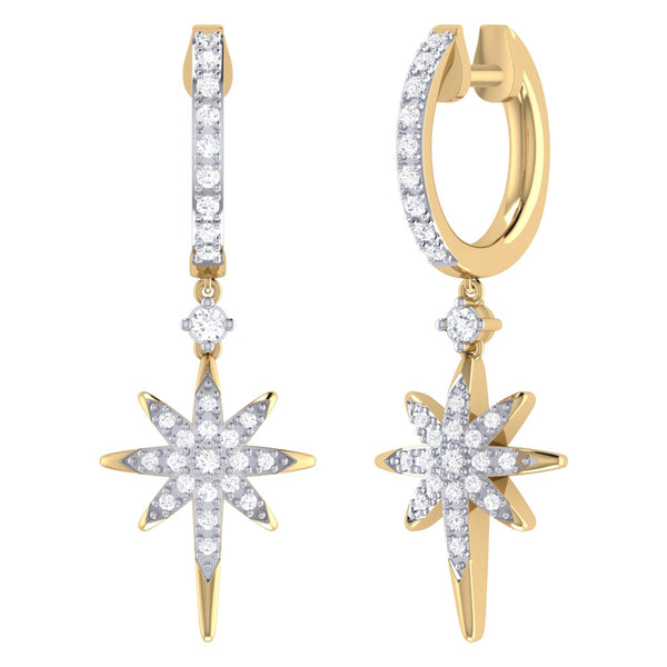 LuvMyJewelry Twinkle Star Diamond Earrings in 14K Yellow Gold