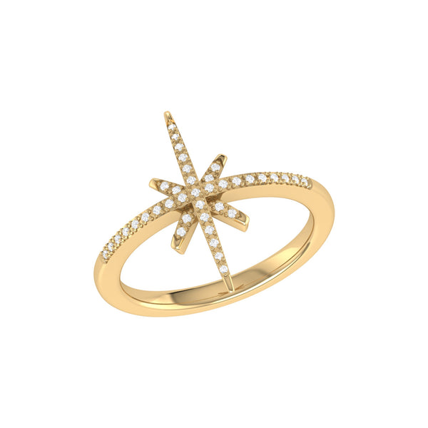 LuvMyJewelry Twinkle Star Diamond Ring in 14K Yellow Gold