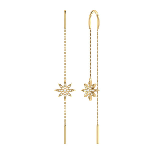LuvMyJewelry Twinkle Star Tack-In Diamond Earrings in 14K Yellow Gold Vermeil on Sterling Silver