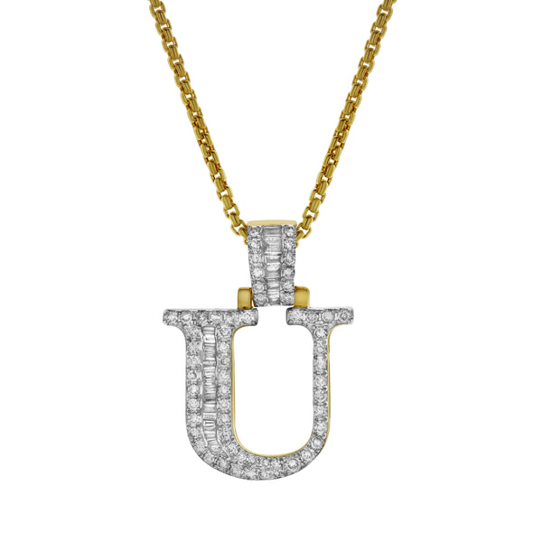 LuvMyJewelry U Initial Diamond Pendant 10K Yellow Gold - 0.69 Carats