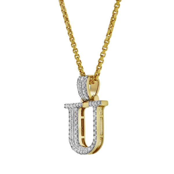 LuvMyJewelry U Initial Diamond Pendant 10K Yellow Gold - 0.69 Carats