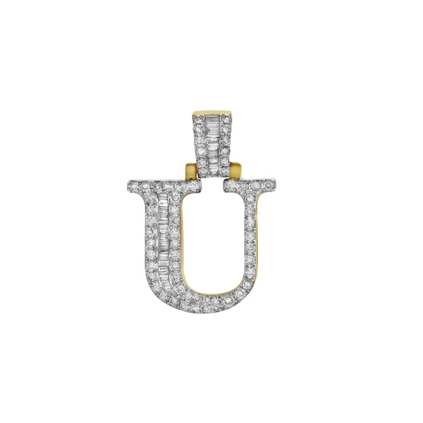 LuvMyJewelry U Initial Diamond Pendant 10K Yellow Gold - 0.69 Carats