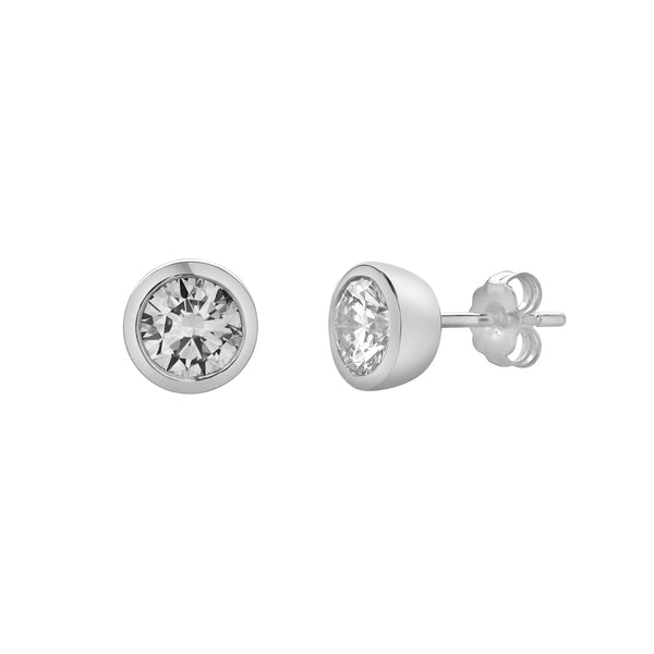 LuvMyJewelry Uyarak 14K White Gold Lab Grown Round Solitaire Diamond Earrings - 1 Cts