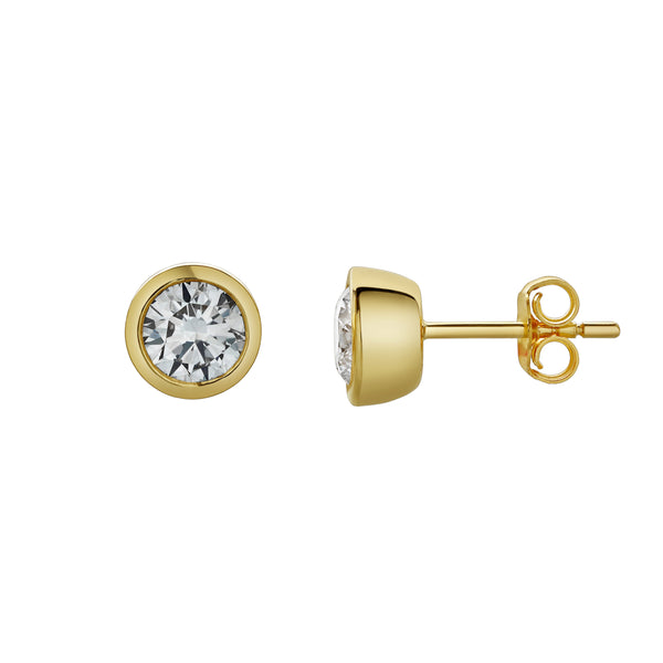 LuvMyJewelry Uyarak 14K Yellow Gold Lab Grown Round Solitaire Diamond Earrings - 1 Cts