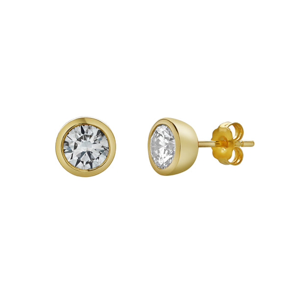 LuvMyJewelry Uyarak 14K Yellow Gold Lab Grown Round Solitaire Diamond Earrings - 1 Cts