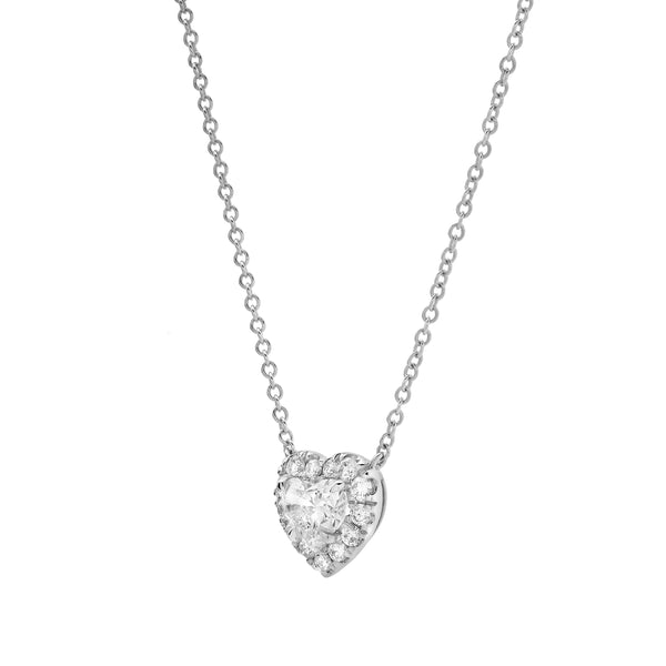 LuvMyJewelry Valentina 14K White Gold Lab Grown Diamond Heart Necklace - 1 Ct
