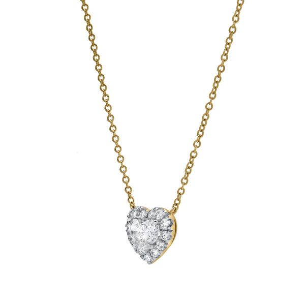 LuvMyJewelry Valentina 14K Yellow Gold Lab Grown Diamond Heart Necklace - 1 Ct