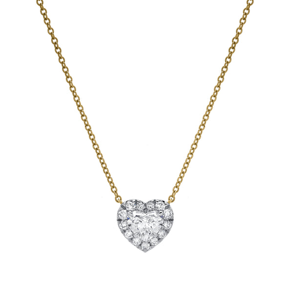 LuvMyJewelry Valentina 14K Yellow Gold Lab Grown Diamond Heart Necklace - 1 ct