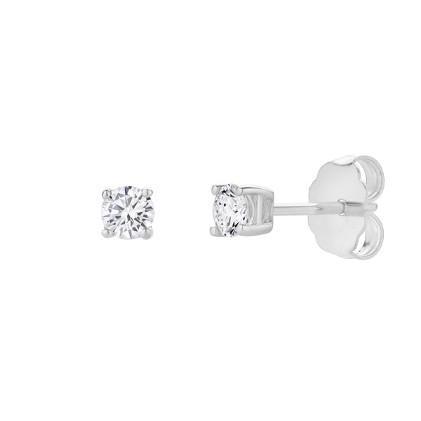 LuvMyJewelry Valeria 14K White Gold Lab Grown Round Solitaire Diamond Earrings - 0.2 Ct
