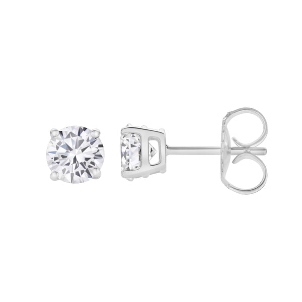 LuvMyJewelry Valeria 14K White Gold Lab Grown Round Solitaire Diamond Earrings - 0.75 Ct