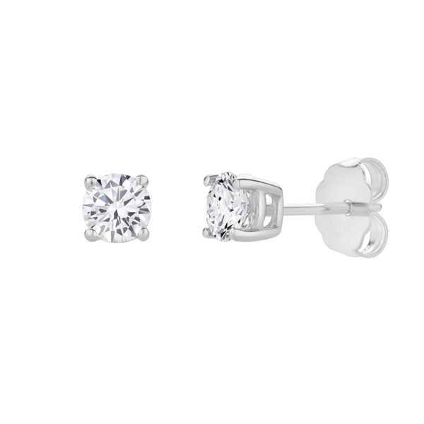 LuvMyJewelry Valeria 14K White Gold Lab Grown Round Solitaire Diamond Earrings - 0.5 Ct