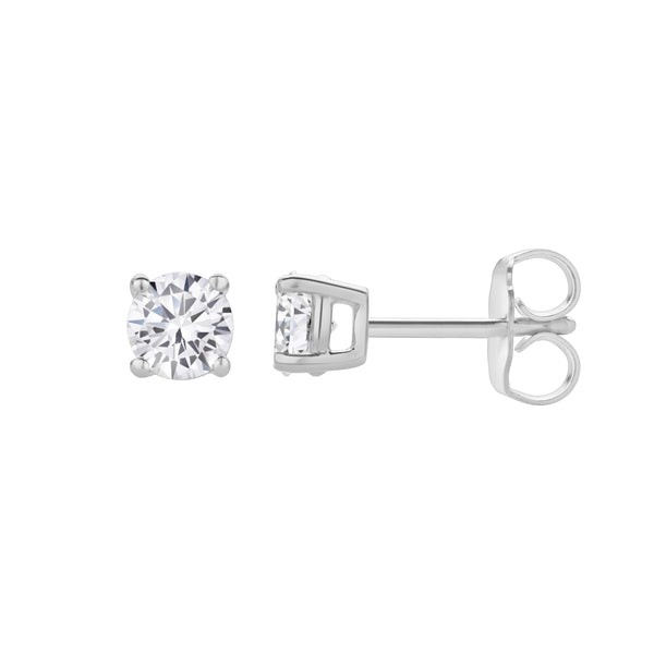 LuvMyJewelry Valeria 14K White Gold Lab Grown Round Solitaire Diamond Earrings - 0.5 Ct