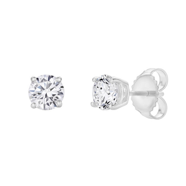 LuvMyJewelry Valeria 14K White Gold Lab Grown Round Solitaire Diamond Earrings - 1 Ct