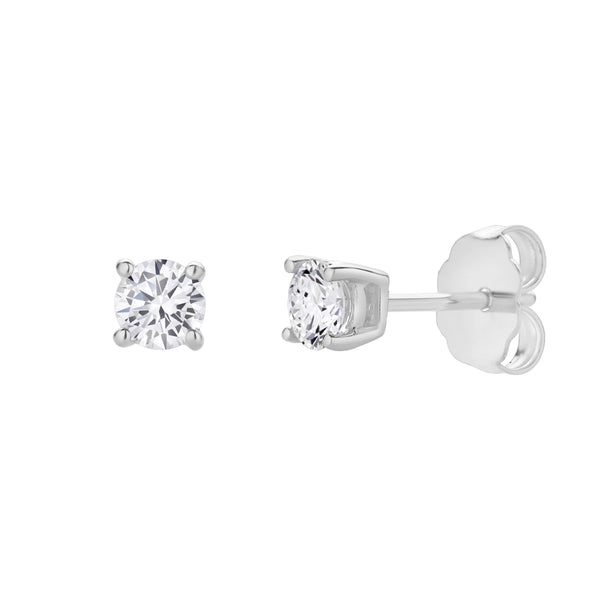 LuvMyJewelry Valeria 14K White Gold Lab Grown Round Solitaire Diamond Earrings - 0.4 Ct