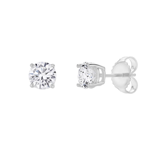 LuvMyJewelry Valeria 14K White Gold Lab Grown Round Solitaire Diamond Earrings - 2 Ct