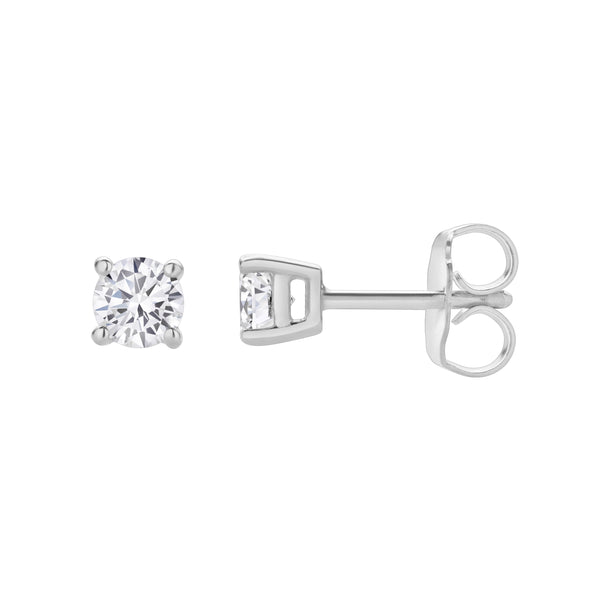 LuvMyJewelry Valeria 14K White Gold Lab Grown Round Solitaire Diamond Earrings - 0.35 Ct