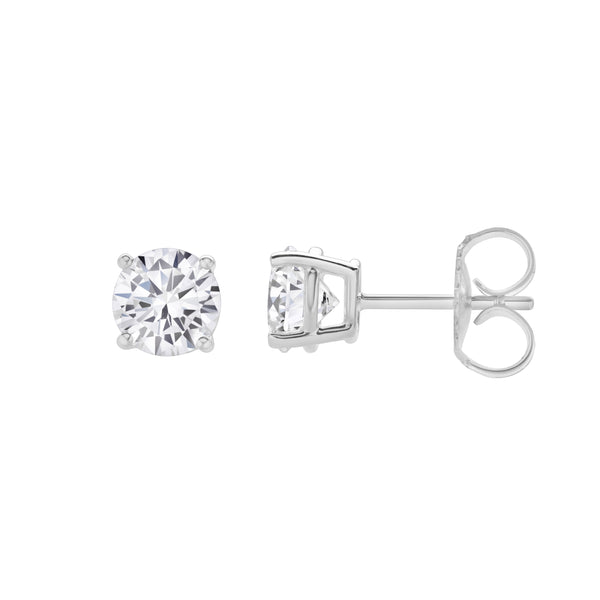 LuvMyJewelry Valeria 14K White Gold Lab Grown Round Solitaire Diamond Earrings - 1.25 Ct