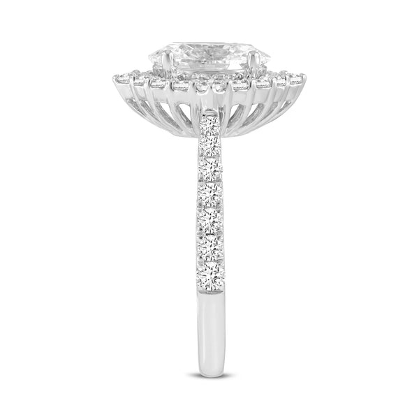 LuvMyJewelry Valeria 14K White Gold Oval Lab Grown Diamond Halo Engagement Ring - 2.25 Ct