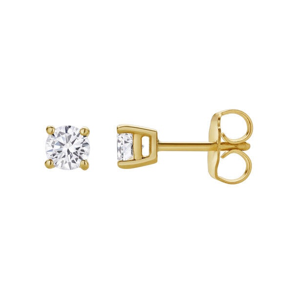 LuvMyJewelry Valeria 14K Yellow Gold Lab Grown Round Solitaire Diamond Earrings - 0.35 Ct