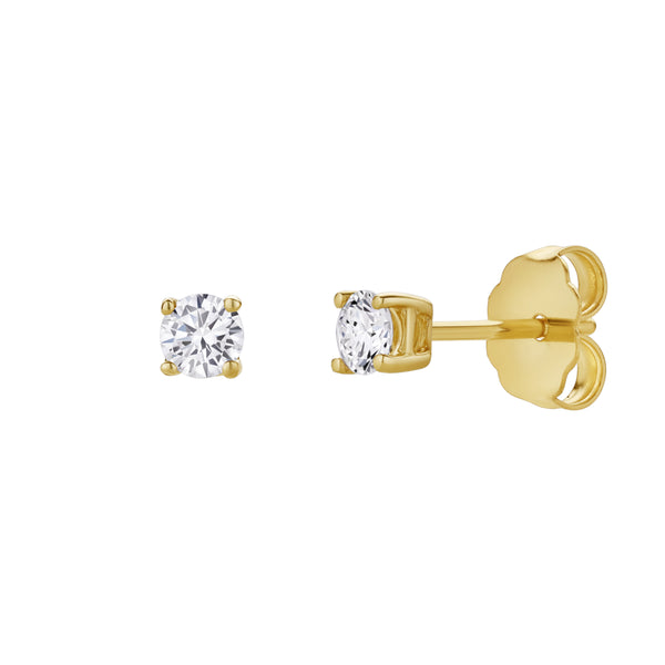 LuvMyJewelry Valeria 14K Yellow Gold Lab Grown Round Solitaire Diamond Earrings - 0.25 Ct