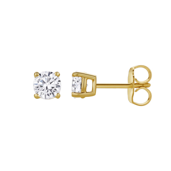 LuvMyJewelry Valeria 14K Yellow Gold Lab Grown Round Solitaire Diamond Earrings - 0.5 Ct