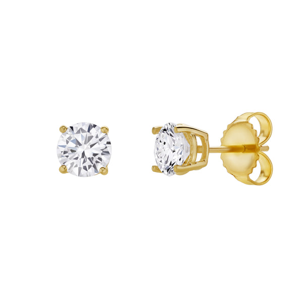 LuvMyJewelry Valeria 14K Yellow Gold Lab Grown Round Solitaire Diamond Earrings - 1.25 Ct