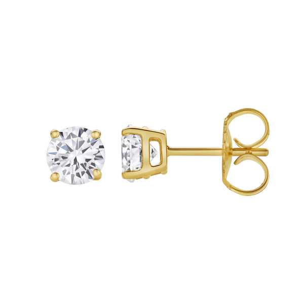 LuvMyJewelry Valeria 14K Yellow Gold Lab Grown Round Solitaire Diamond Earrings - 0.75 Ct