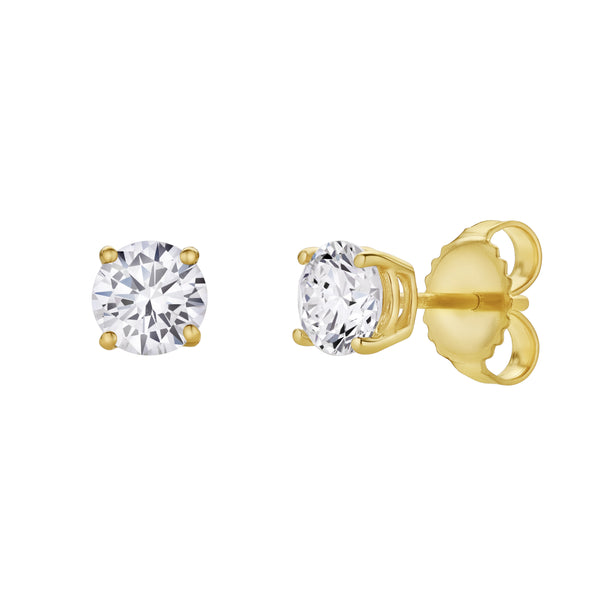 LuvMyJewelry Valeria 14K Yellow Gold Lab Grown Round Solitaire Diamond Earrings - 0.75 Ct