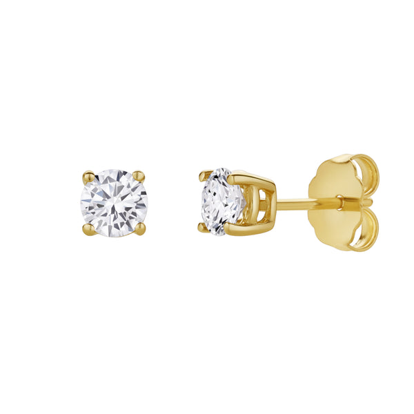 LuvMyJewelry Valeria 14K Yellow Gold Lab Grown Round Solitaire Diamond Earrings - 0.6 Ct