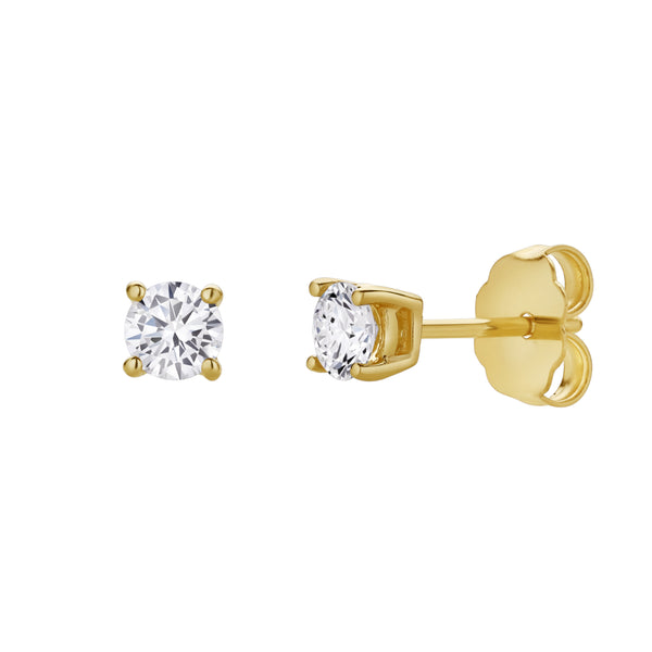 LuvMyJewelry Valeria 14K Yellow Gold Lab Grown Round Solitaire Diamond Earrings - 0.4 Ct