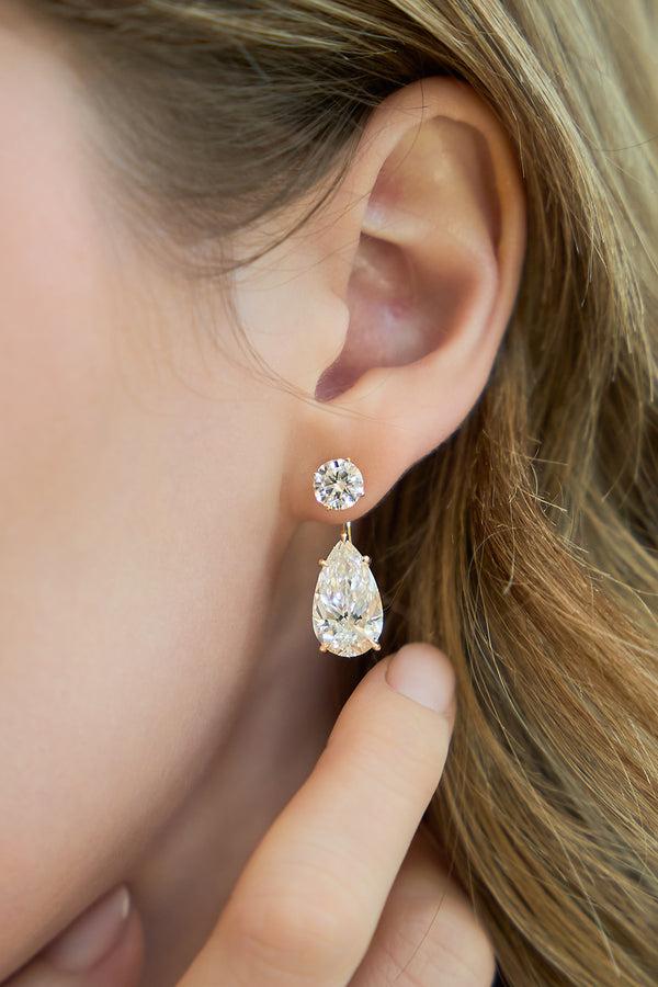 LuvMyJewelry Valeria 14K Yellow Gold Lab Grown Round Solitaire Diamond Earrings - 2 Ct