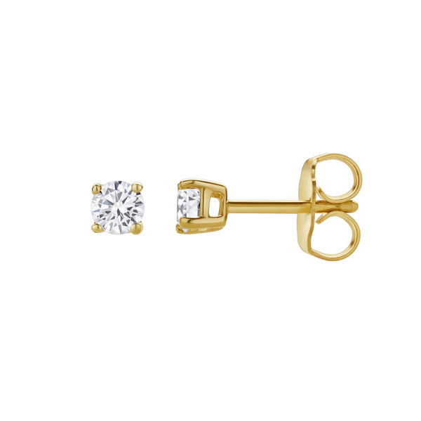 LuvMyJewelry Valeria 14K Yellow Gold Lab Grown Round Solitaire Diamond Earrings - 0.2 Ct