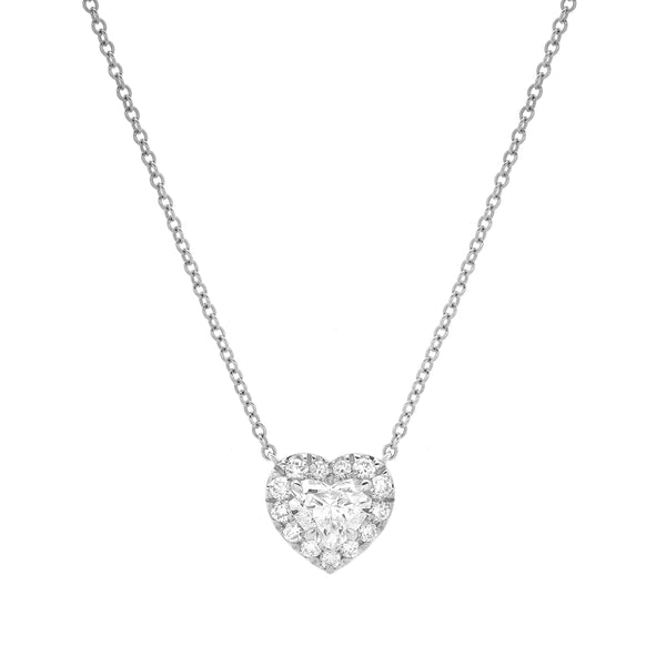 LuvMyJewelry Valerie 14K White Gold Lab Grown Diamond Heart Necklace - 1 ct