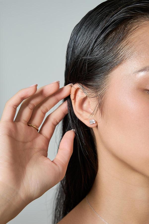 LuvMyJewelry Valessa 14K White Gold Lab Grown Diamond Toi Et Moi Earrings – 1.5 Ct