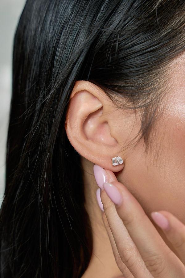 LuvMyJewelry Valessa 14K White Gold Lab Grown Diamond Toi Et Moi Earrings – 1.25 Ct